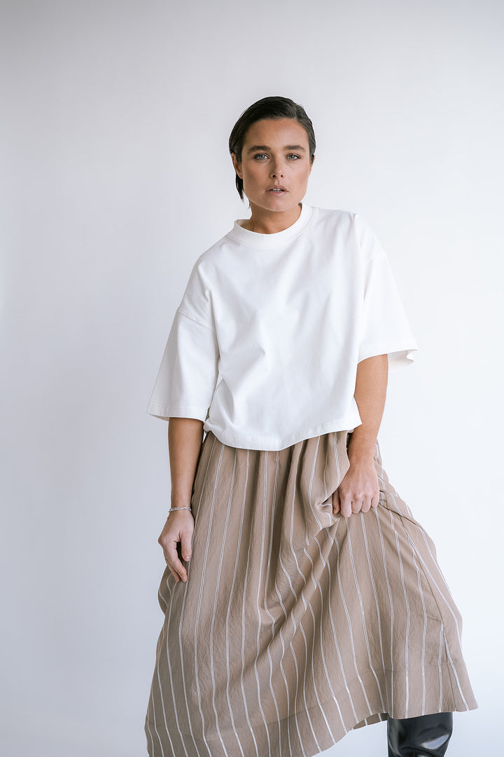 Jax Skirt Taupe Stripe