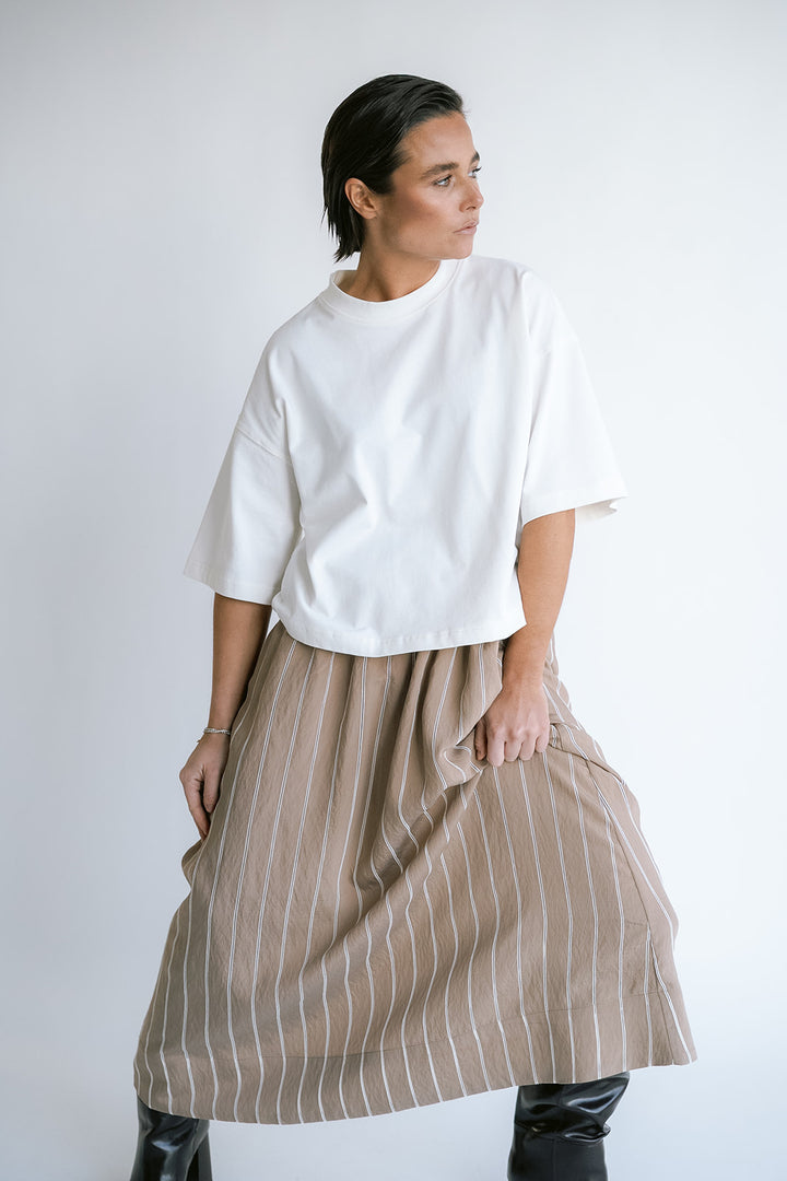 Jax Skirt Taupe Stripe