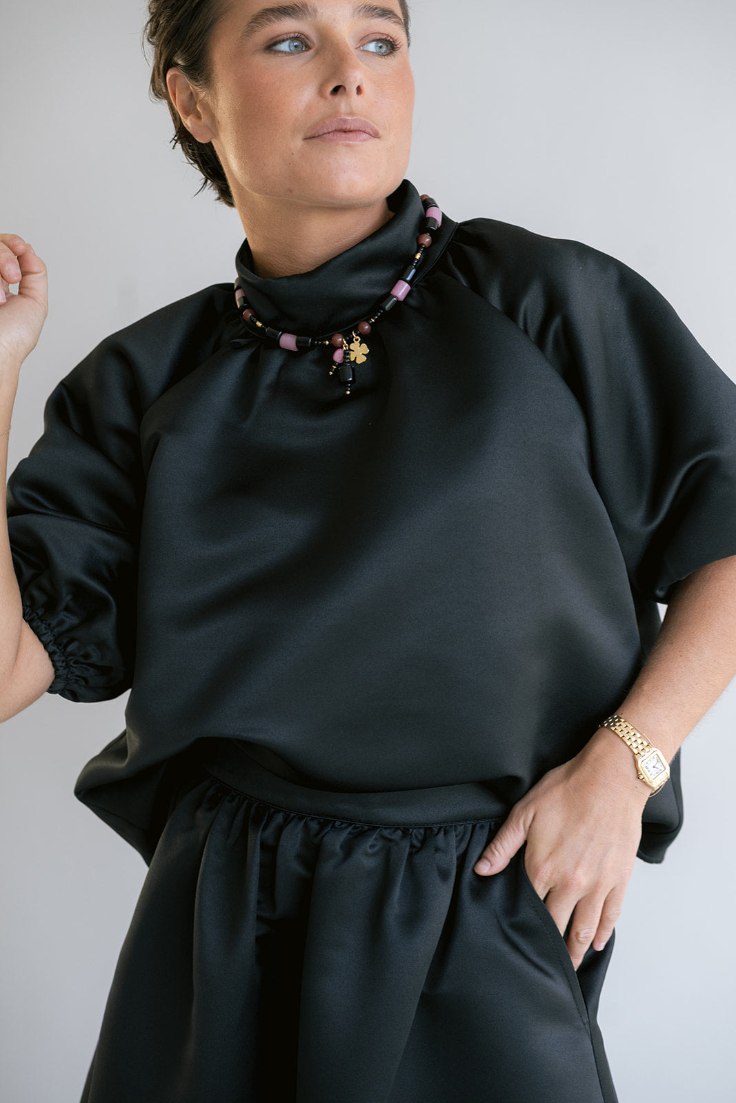 Julia Skirt Satin Black