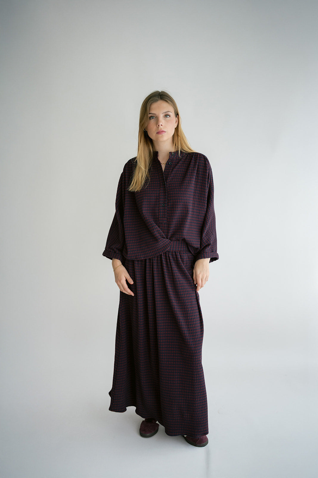 Juliette Skirt Bordeaux Check