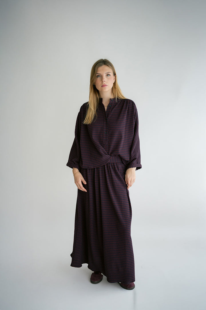 Juliette Skirt Bordeaux Check