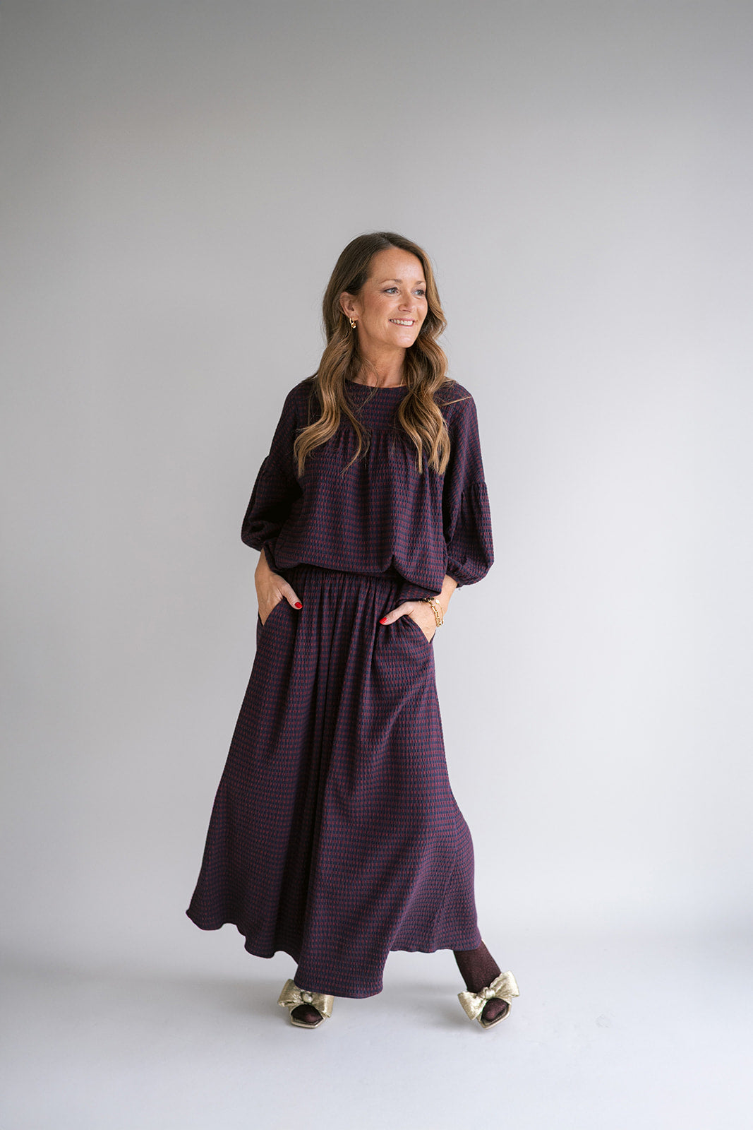 Juliette Skirt Bordeaux Check
