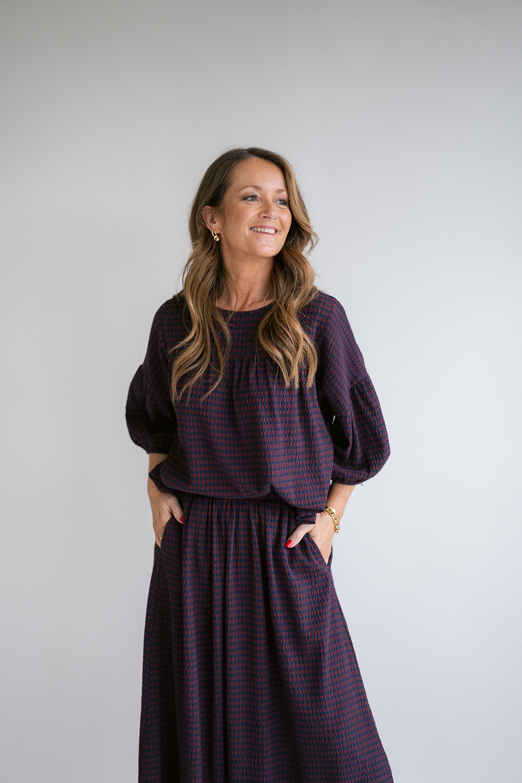Juliette Skirt Bordeaux Check