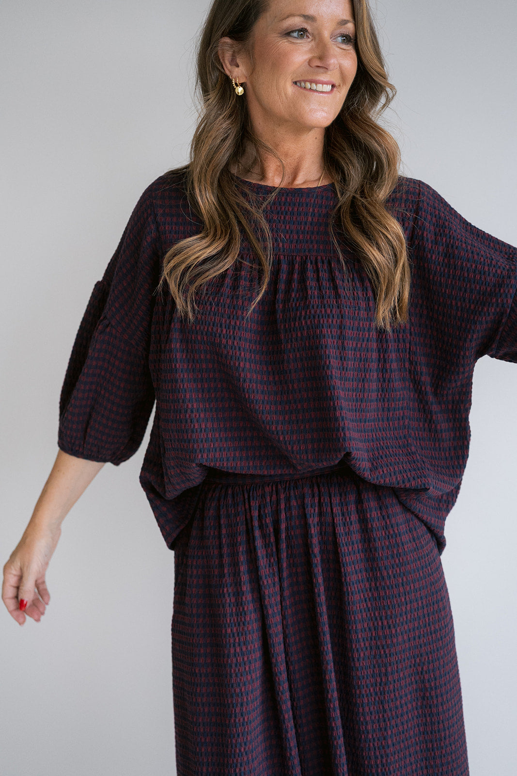 Juliette Skirt Bordeaux Check