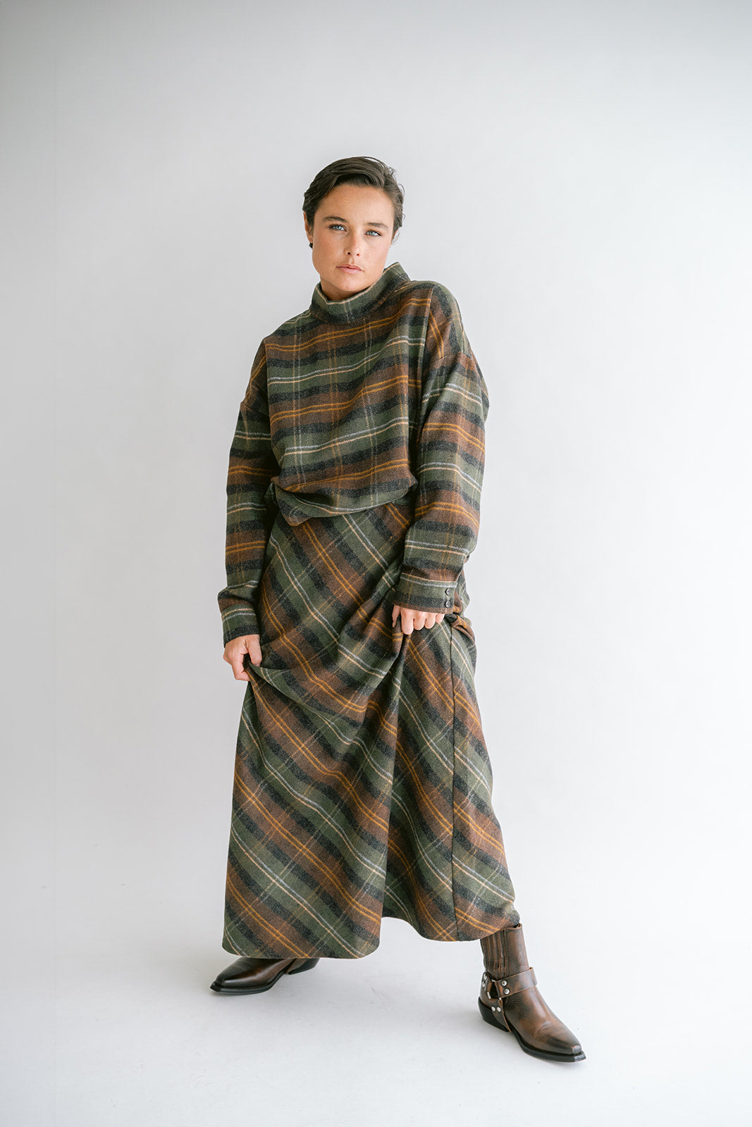 Juno Skirt Moss Green Check