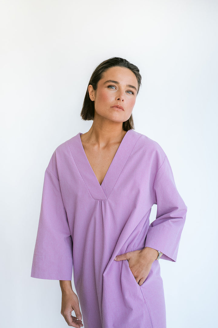 Lena Dress Fuchsia Checks