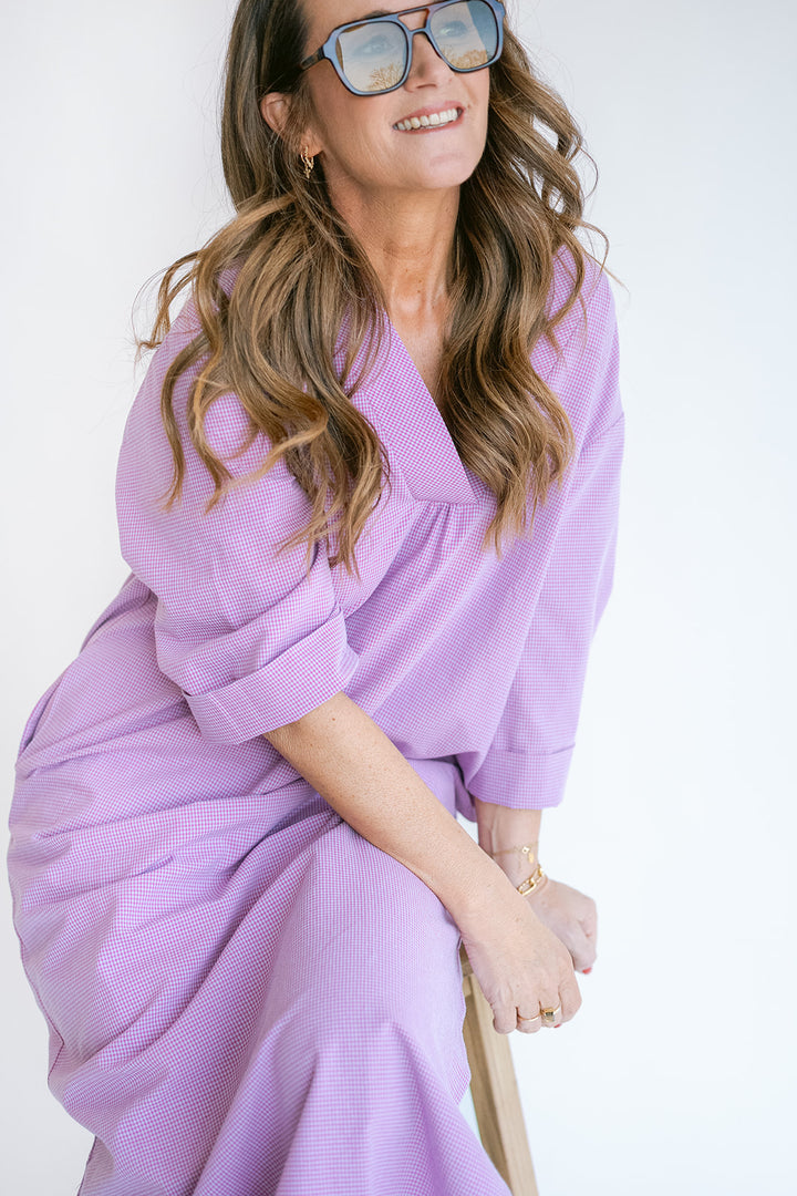 Lena Dress Fuchsia Checks