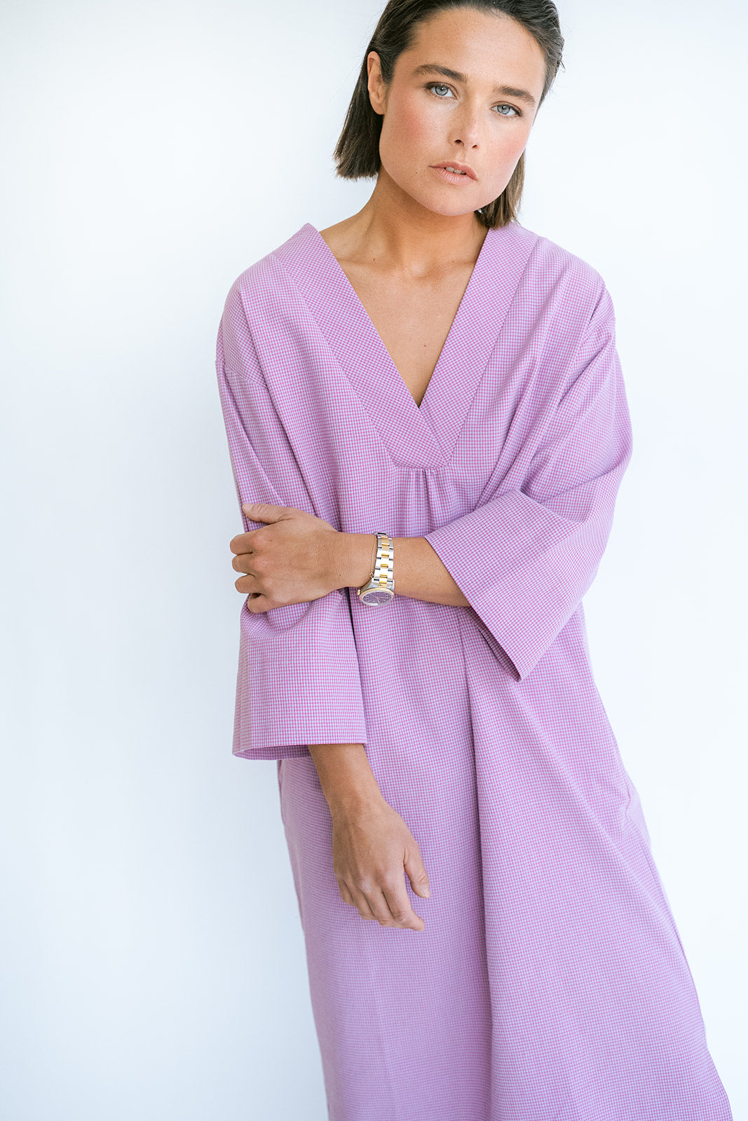 Lena Dress Fuchsia Checks