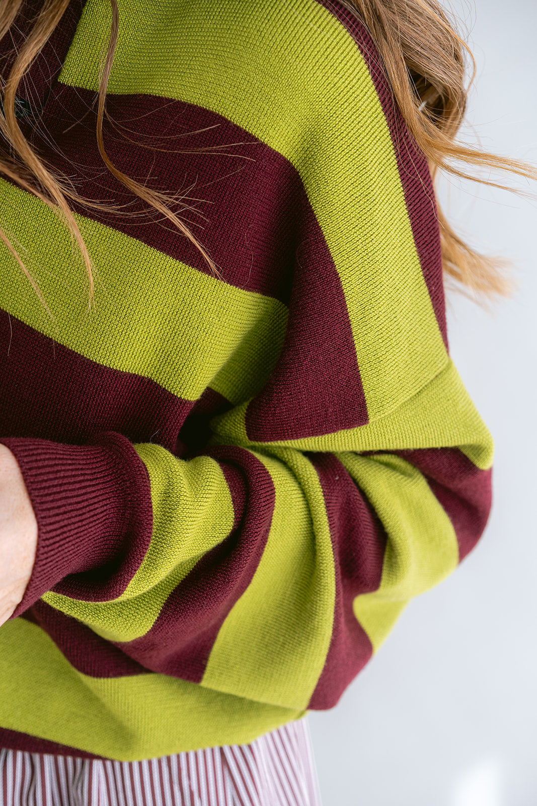 Leonie Polo Stripe Bordeaux Matcha