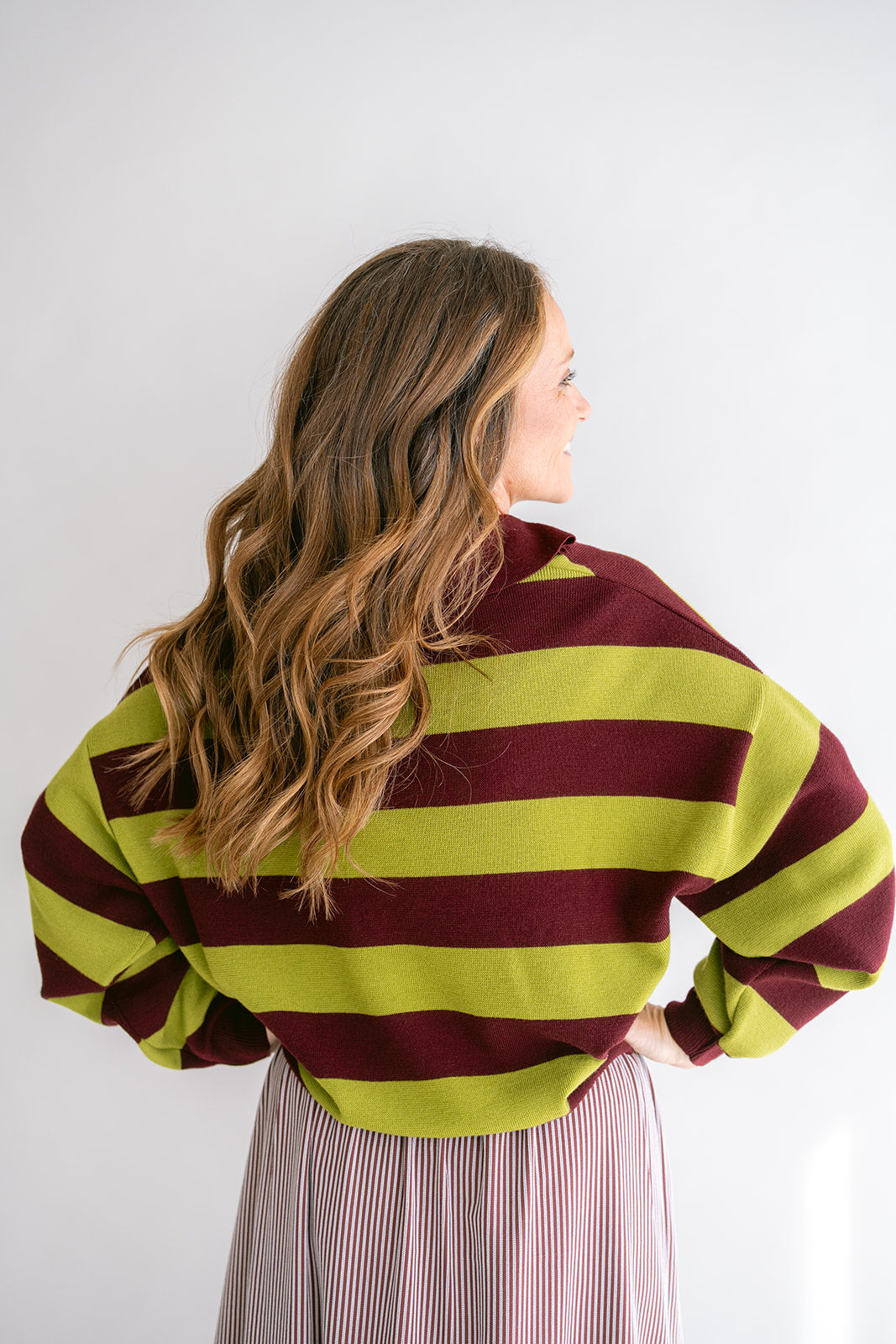 Leonie Polo Stripe Bordeaux Matcha
