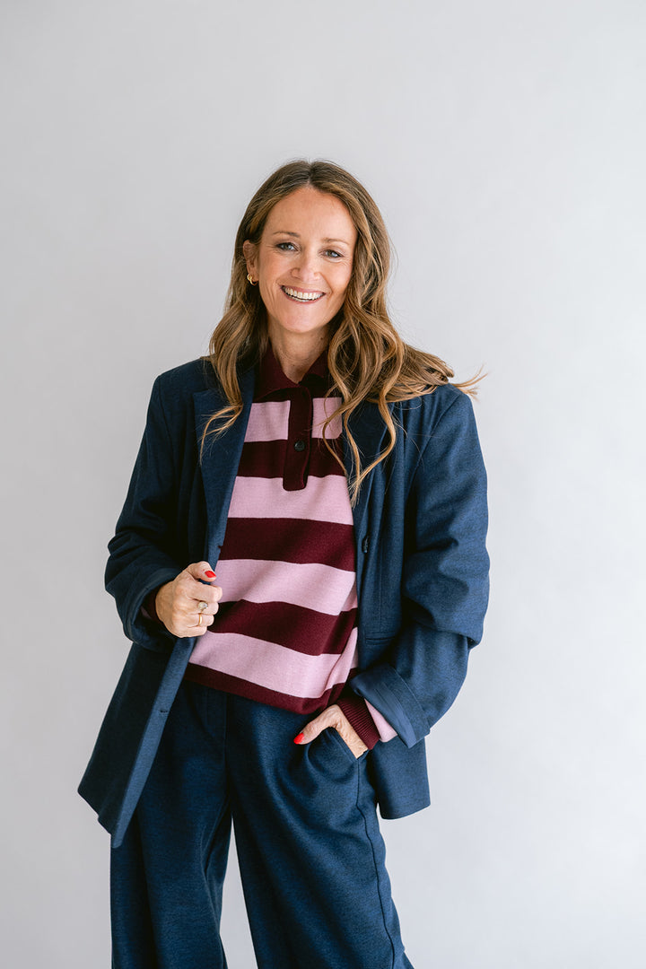 Leonie Polo Stripe Bordeaux Rose
