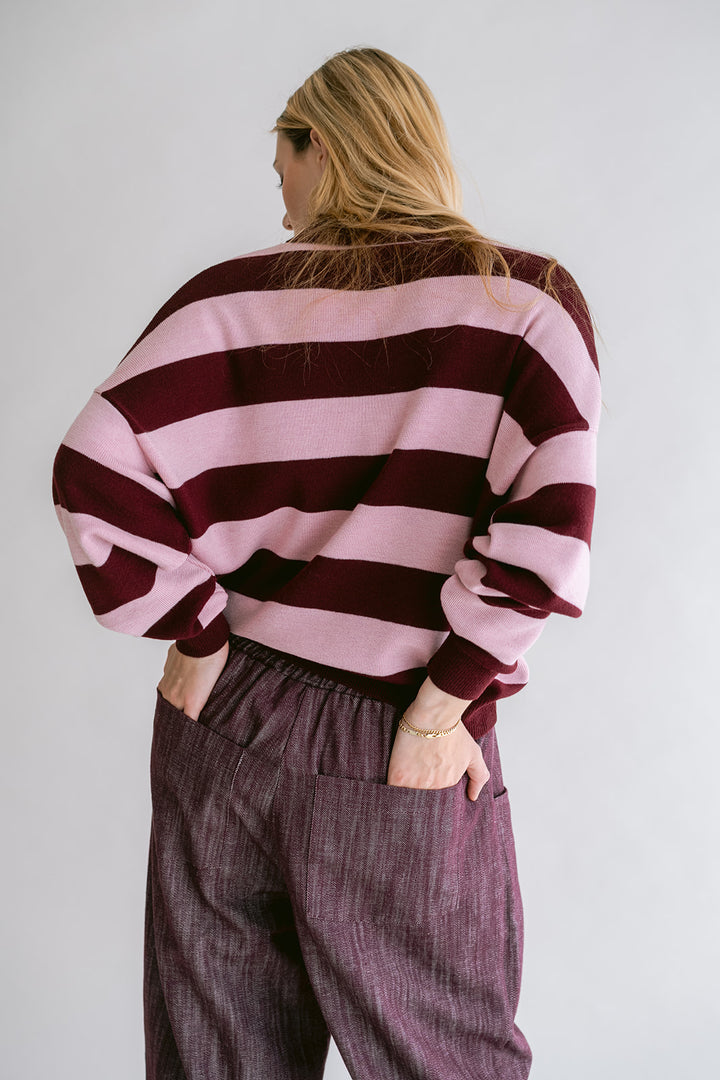 Leonie Polo Stripe Bordeaux Rose