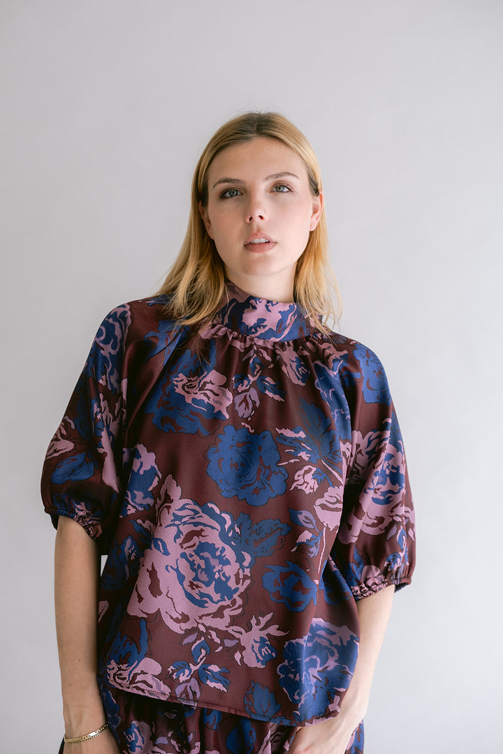 Mabel Blouse Bordeaux Flower