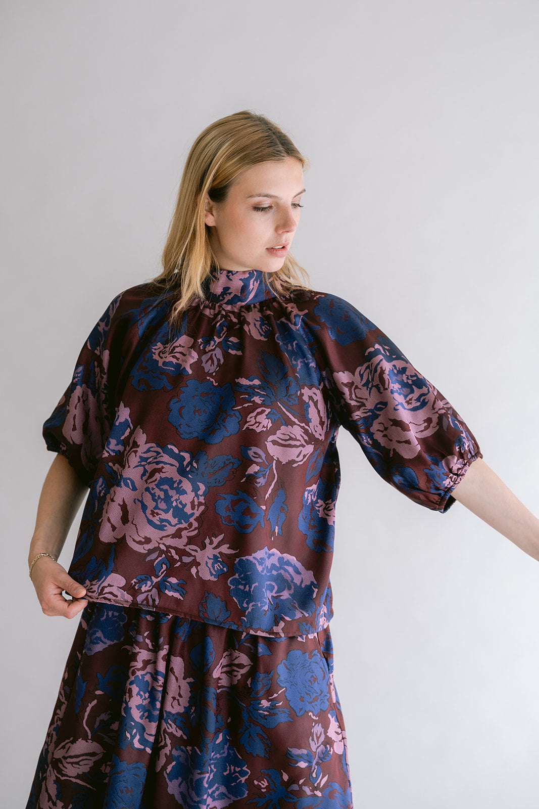 Mabel Blouse Bordeaux Flower