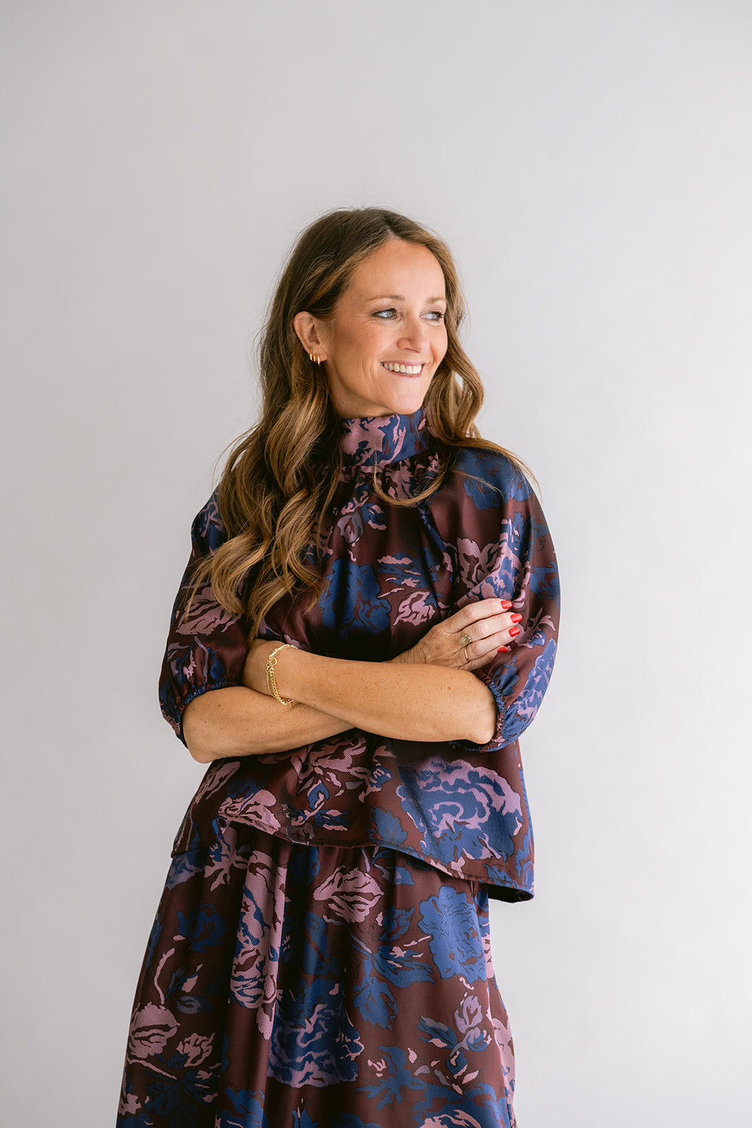 Mabel Blouse Bordeaux Flower