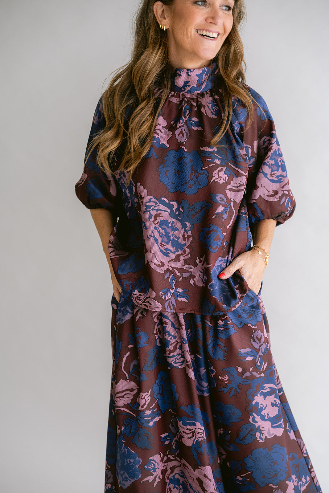 Mabel Blouse Bordeaux Flower
