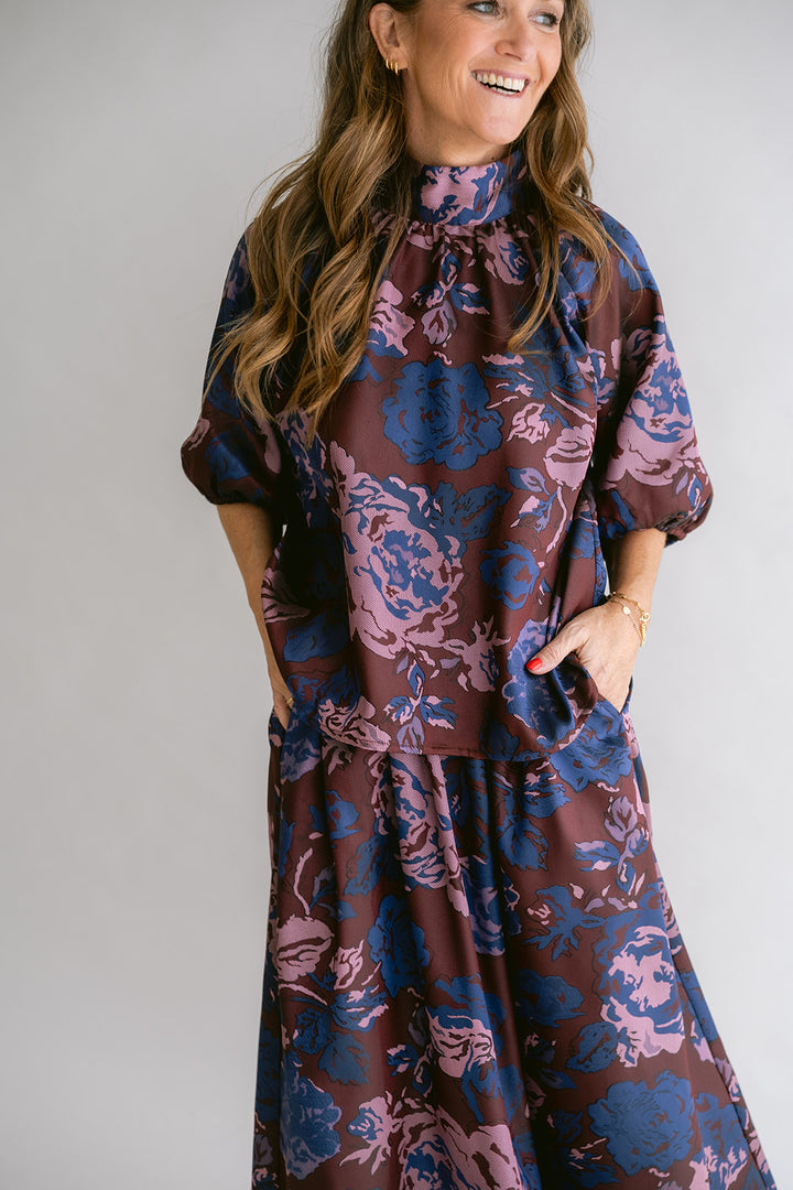 Mabel Blouse Bordeaux Flower