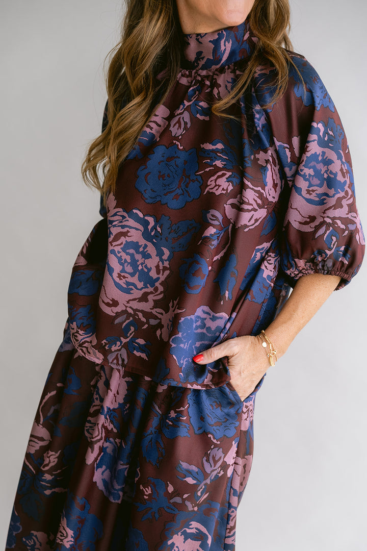 Mabel Blouse Bordeaux Flower