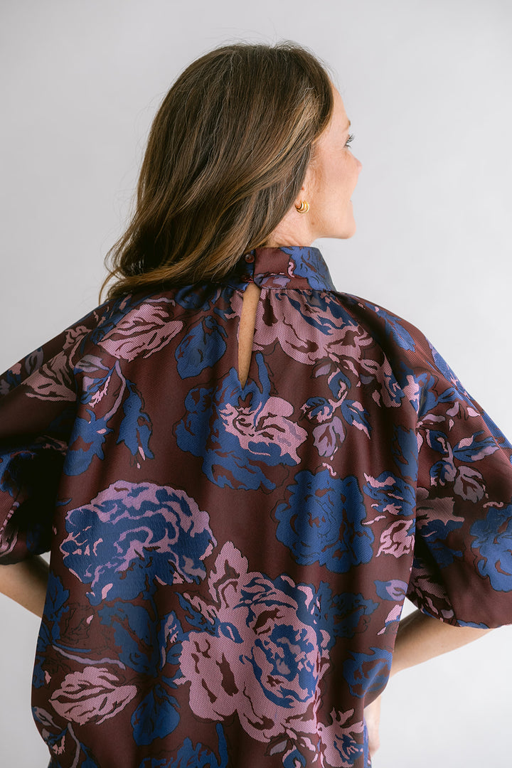 Mabel Blouse Bordeaux Flower