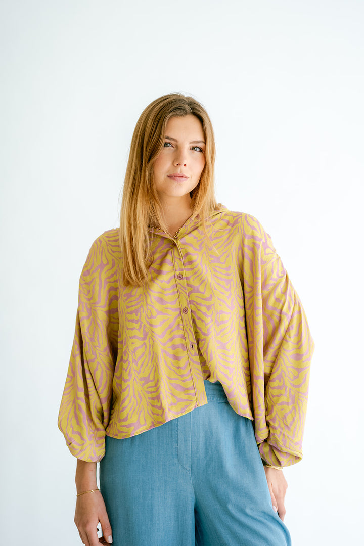 Magdalena Blouse Palm Pink Yellow