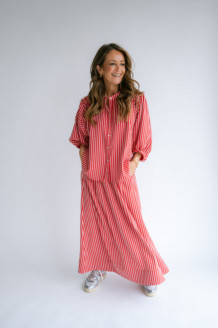Magdalena Blouse Red Stripe