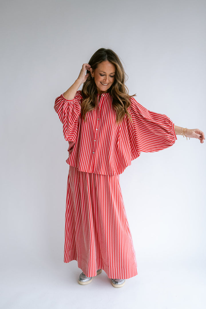 Magdalena Blouse Red Stripe