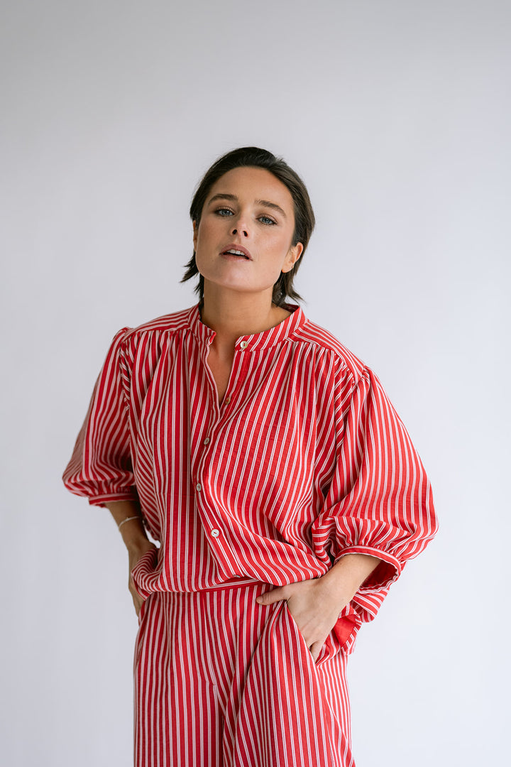 Magdalena Blouse Red Stripe
