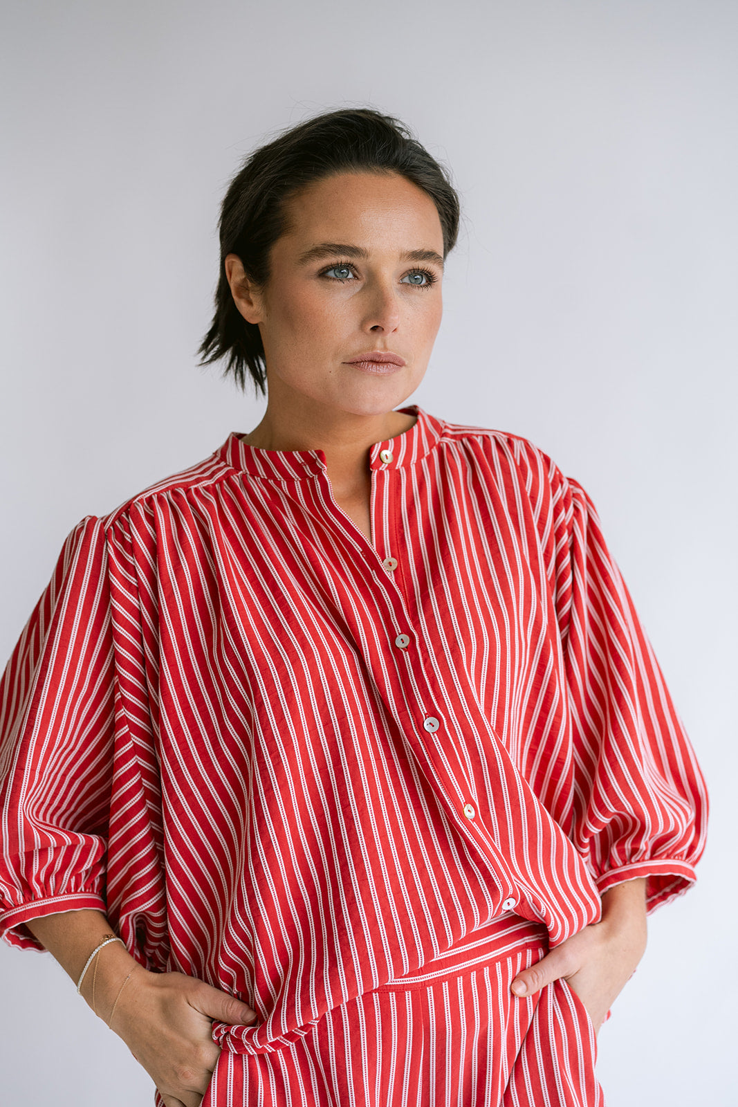 Magdalena Blouse Red Stripe
