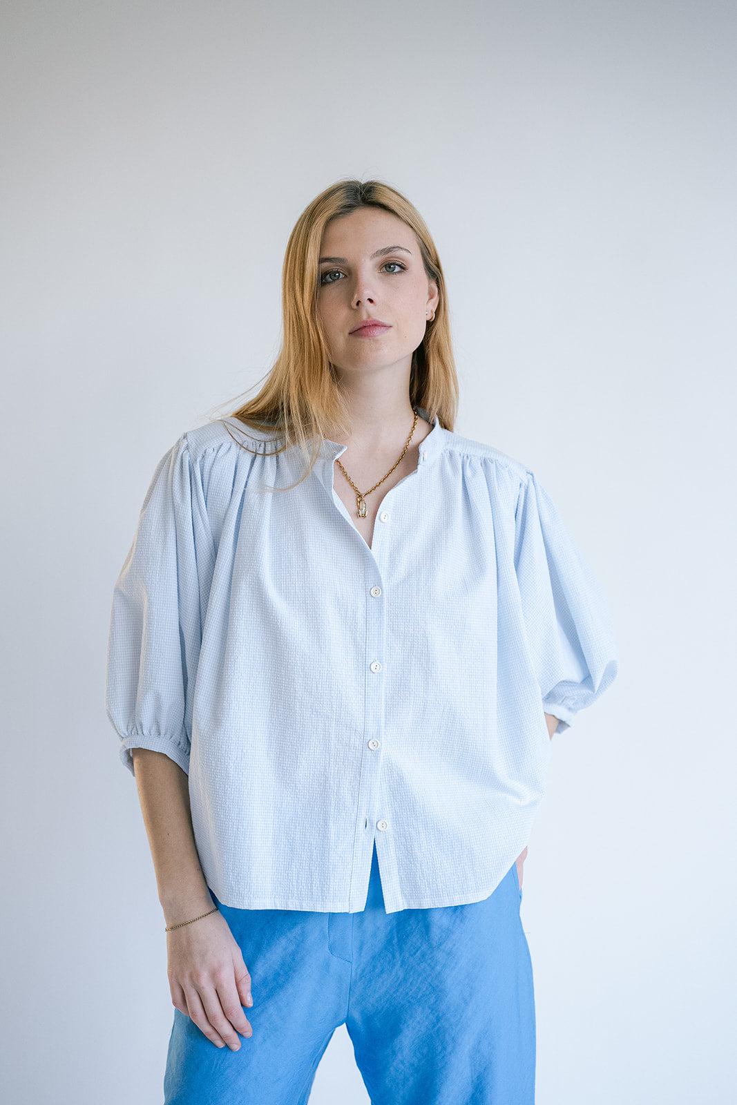 Magdalena Blouse Vichy Baby Blue