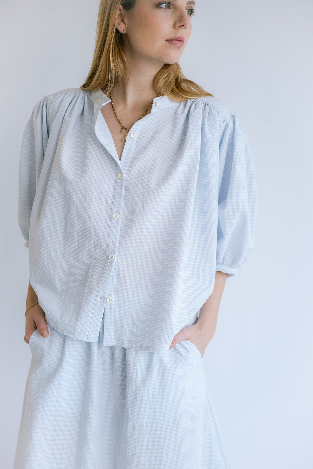Magdalena Blouse Vichy Baby Blue