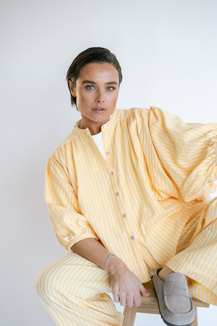 Magdalena Blouse Yellow White Stripe