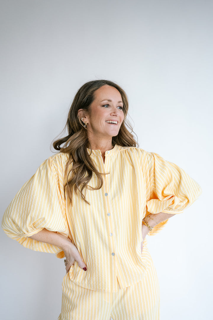 Magdalena Blouse Yellow White Stripe