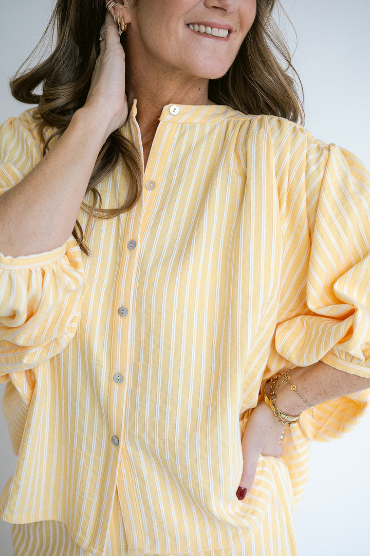 Magdalena Blouse Yellow White Stripe