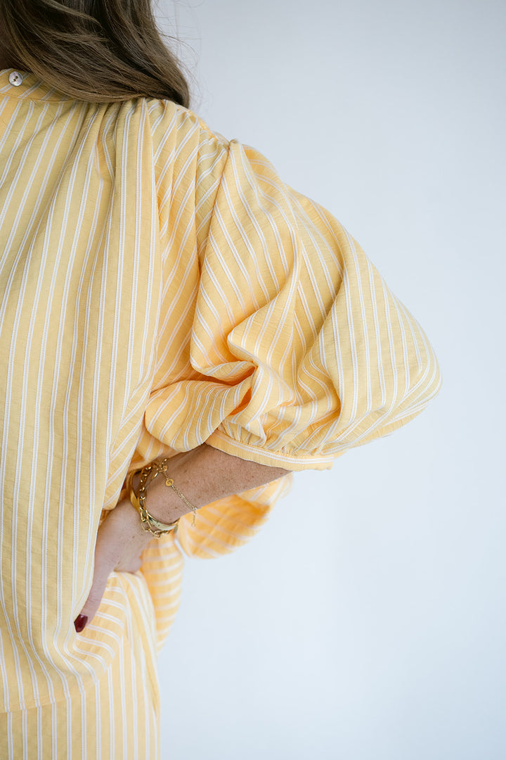 Magdalena Blouse Yellow White Stripe
