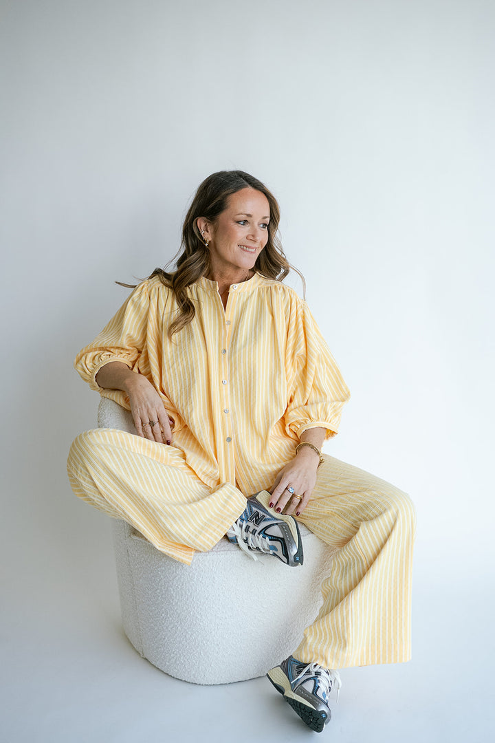 Magdalena Blouse Yellow White Stripe