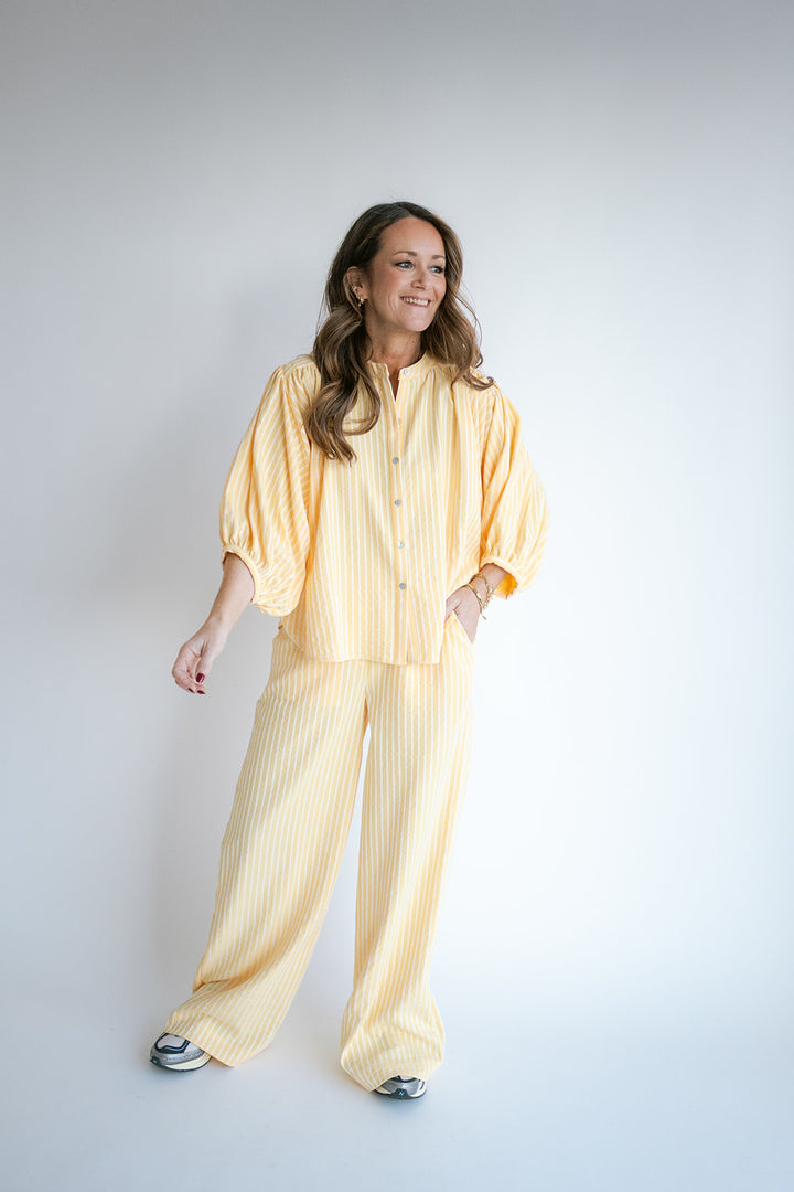 Magdalena Blouse Yellow White Stripe