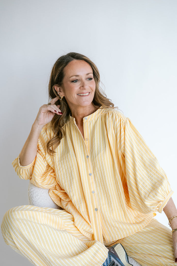 Magdalena Blouse Yellow White Stripe