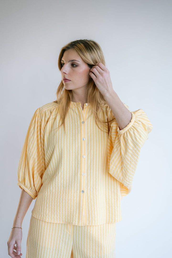 Magdalena Blouse Yellow White Stripe