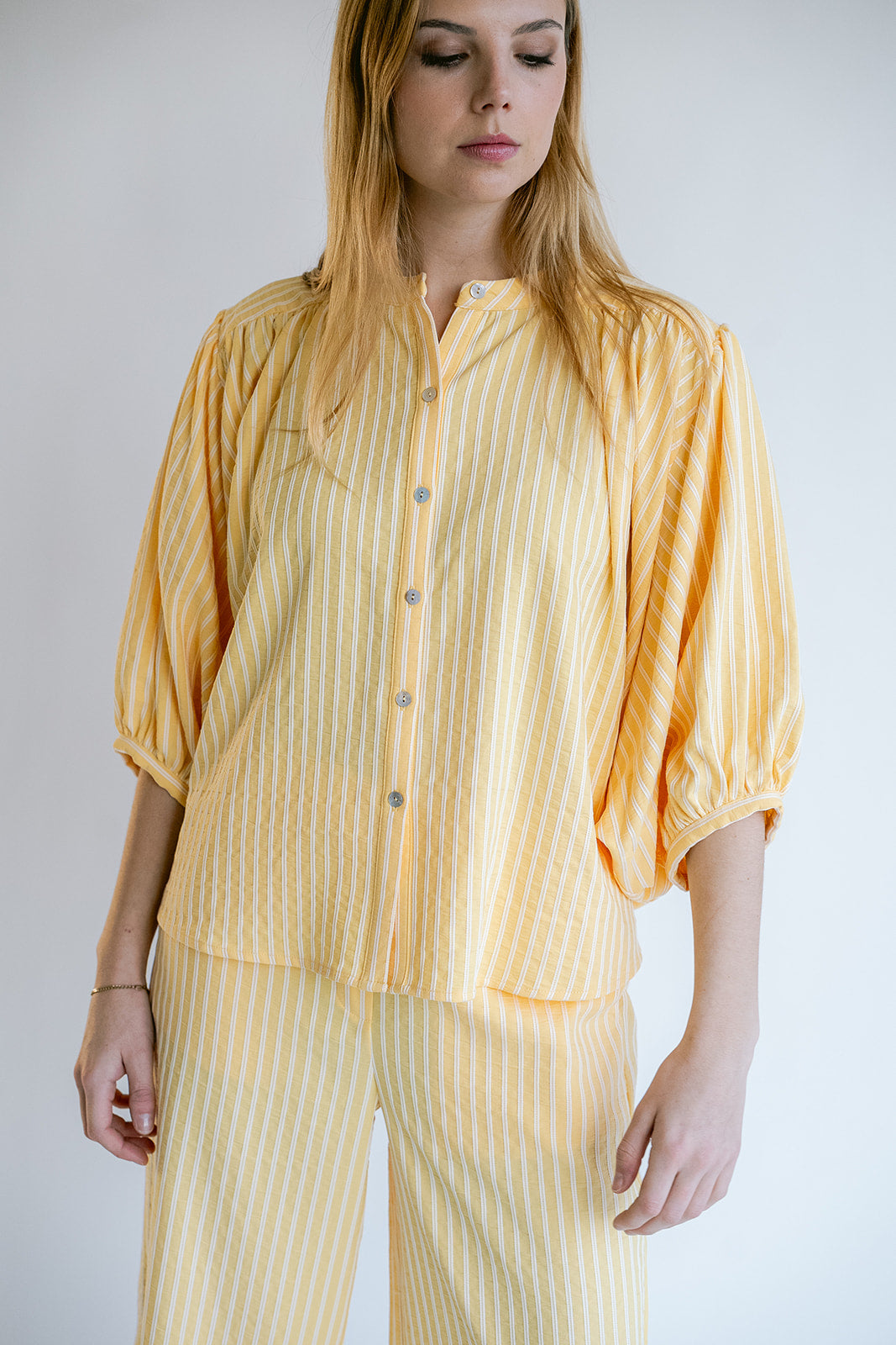Magdalena Blouse Yellow White Stripe