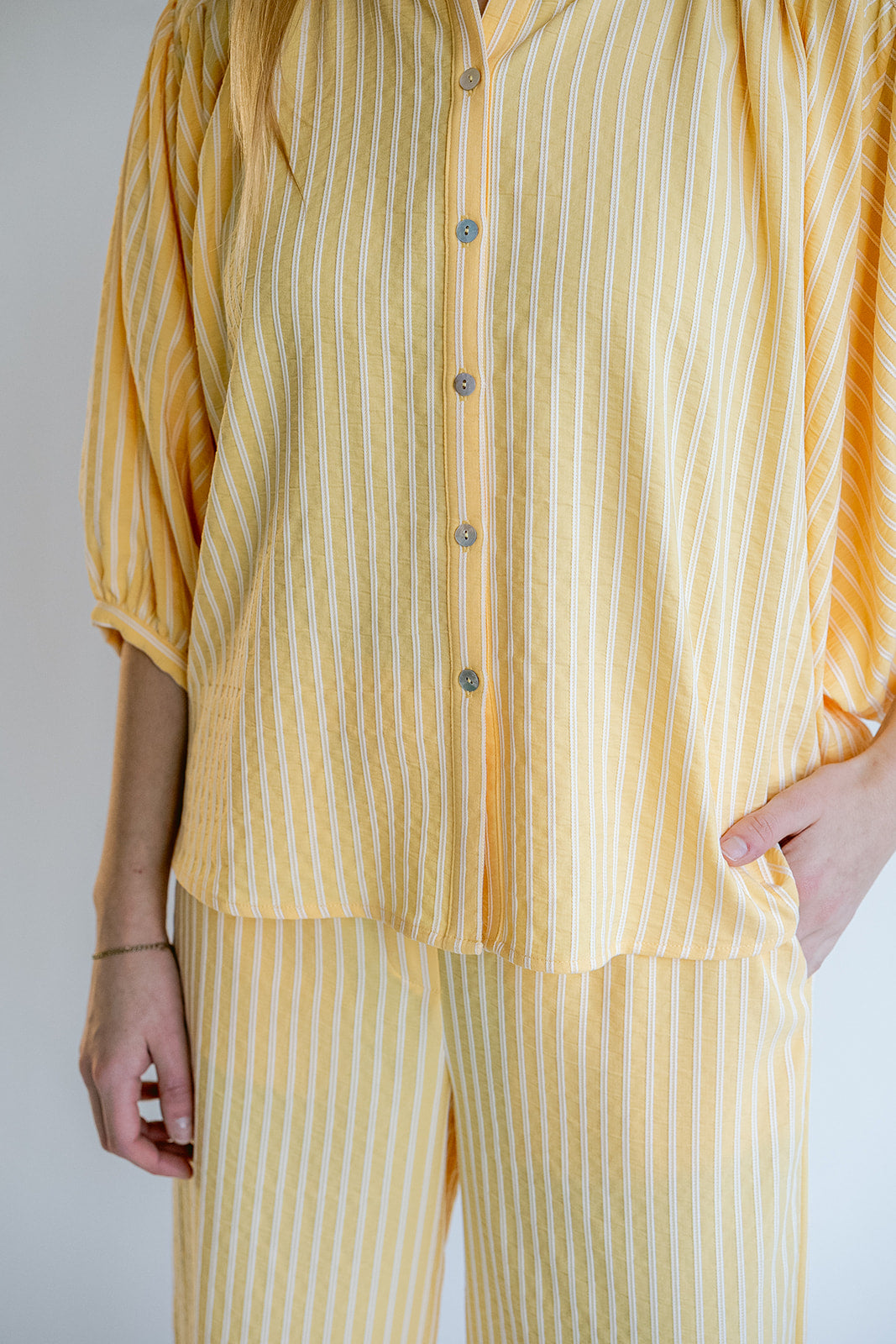 Magdalena Blouse Yellow White Stripe