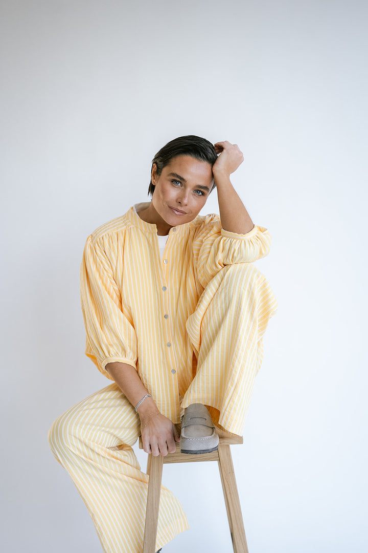 Magdalena Blouse Yellow White Stripe