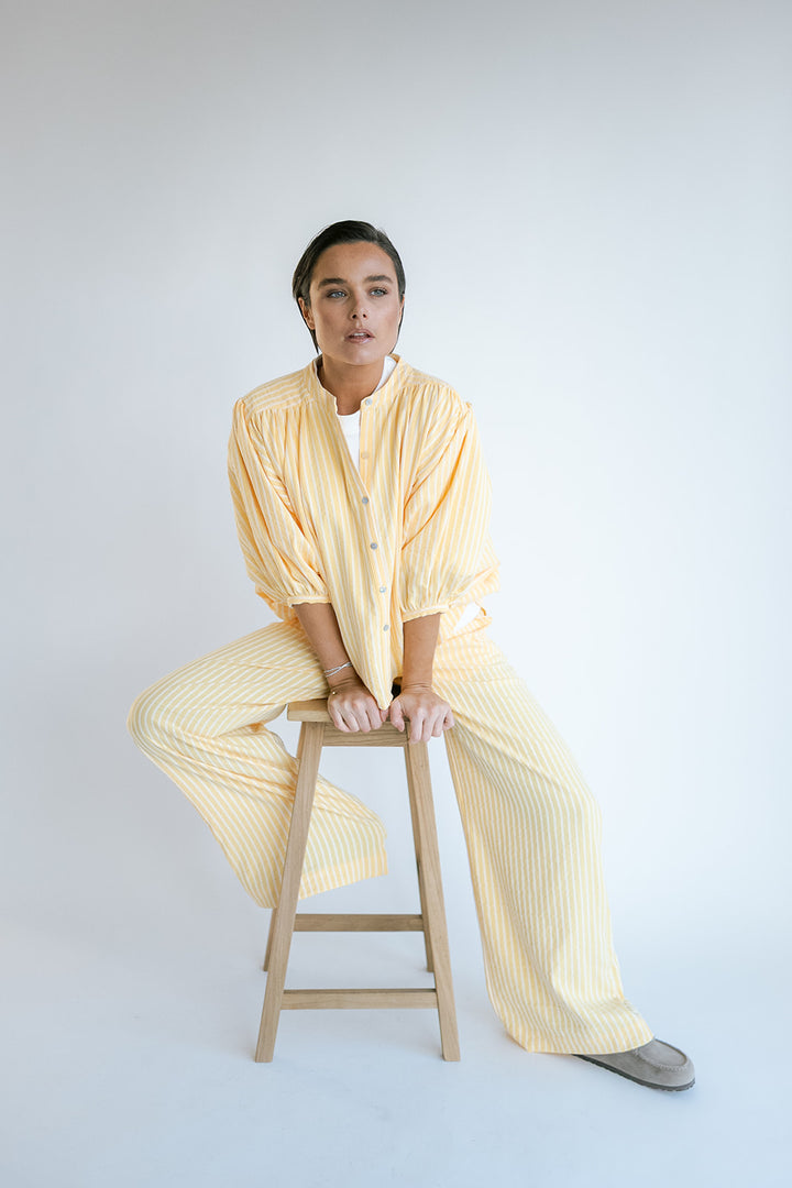 Magdalena Blouse Yellow White Stripe