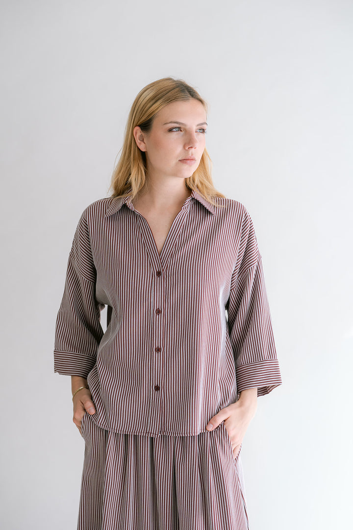 Manu Blouse Stripe Bordeaux