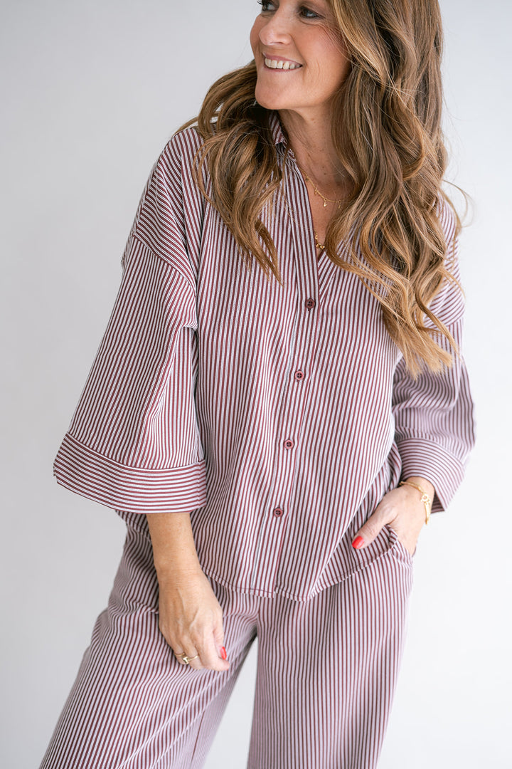 Manu Blouse Stripe Bordeaux