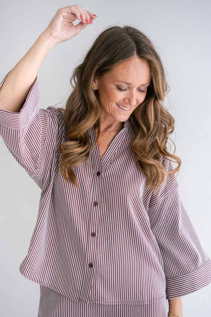 Manu Blouse Stripe Bordeaux