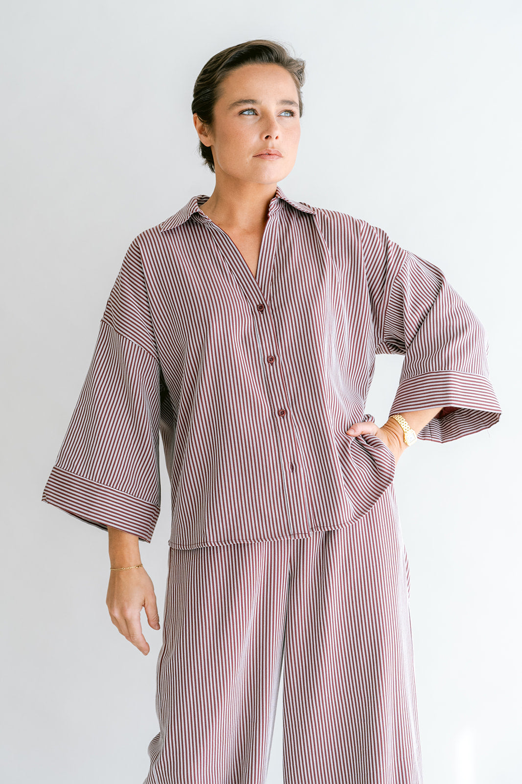 Manu Blouse Stripe Bordeaux
