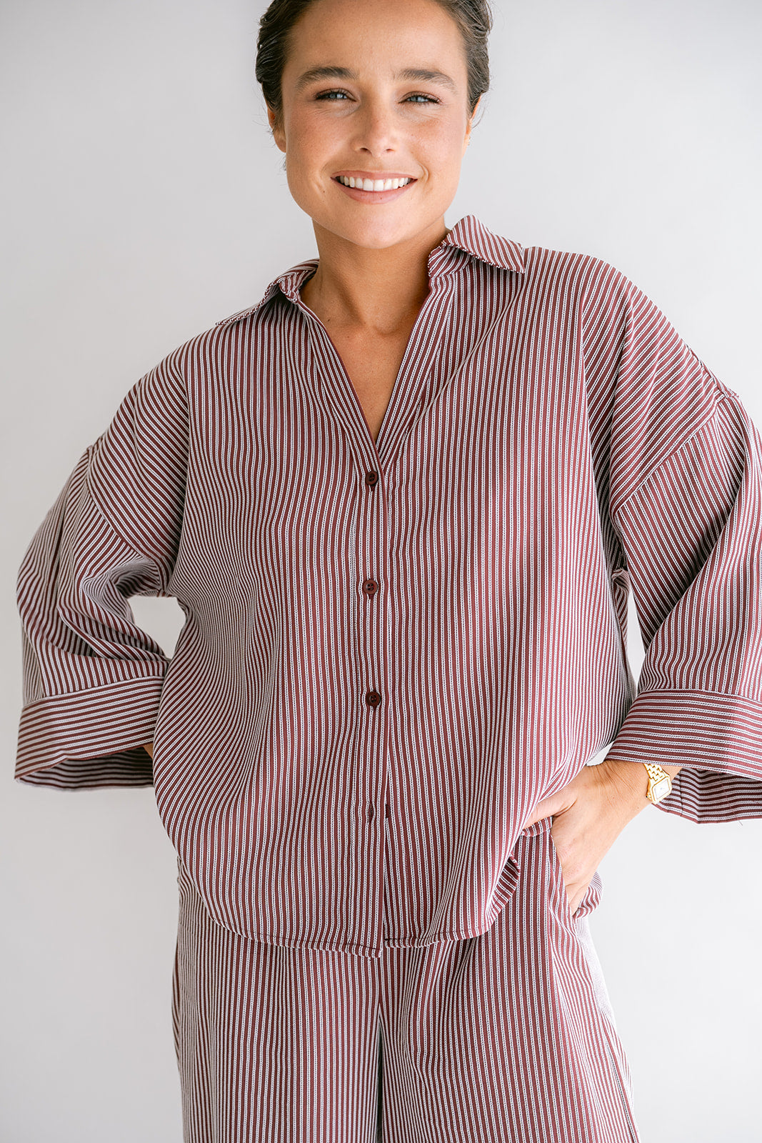 Manu Blouse Stripe Bordeaux