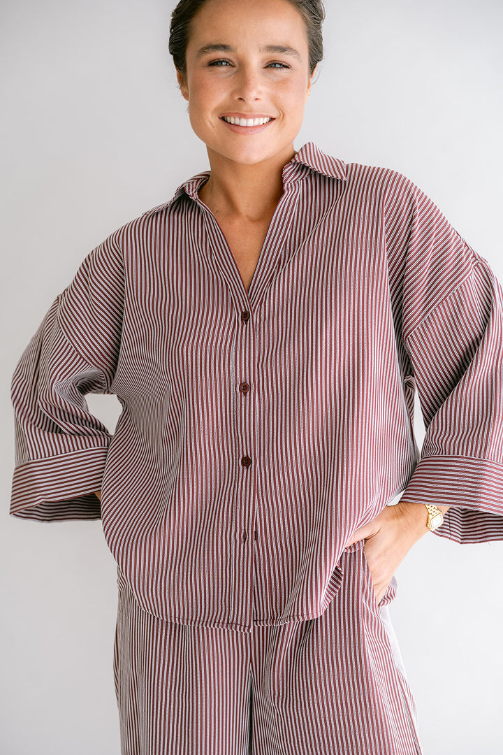 Manu Blouse Stripe Bordeaux