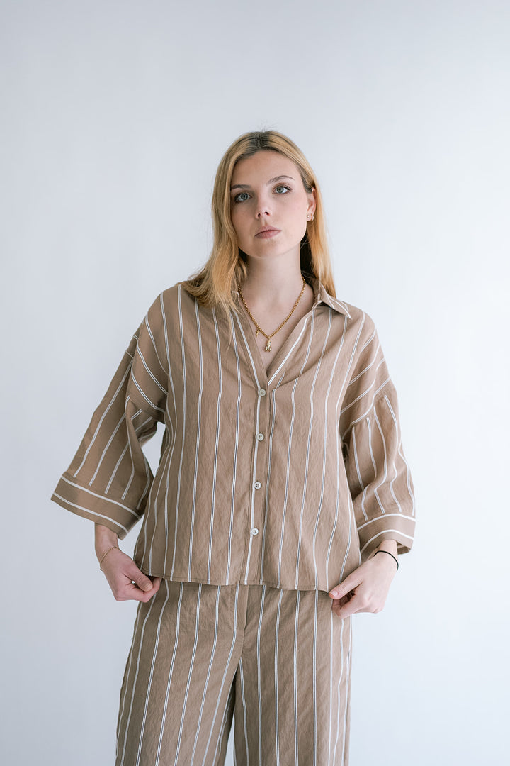 Manu Blouse Taupe Stripe