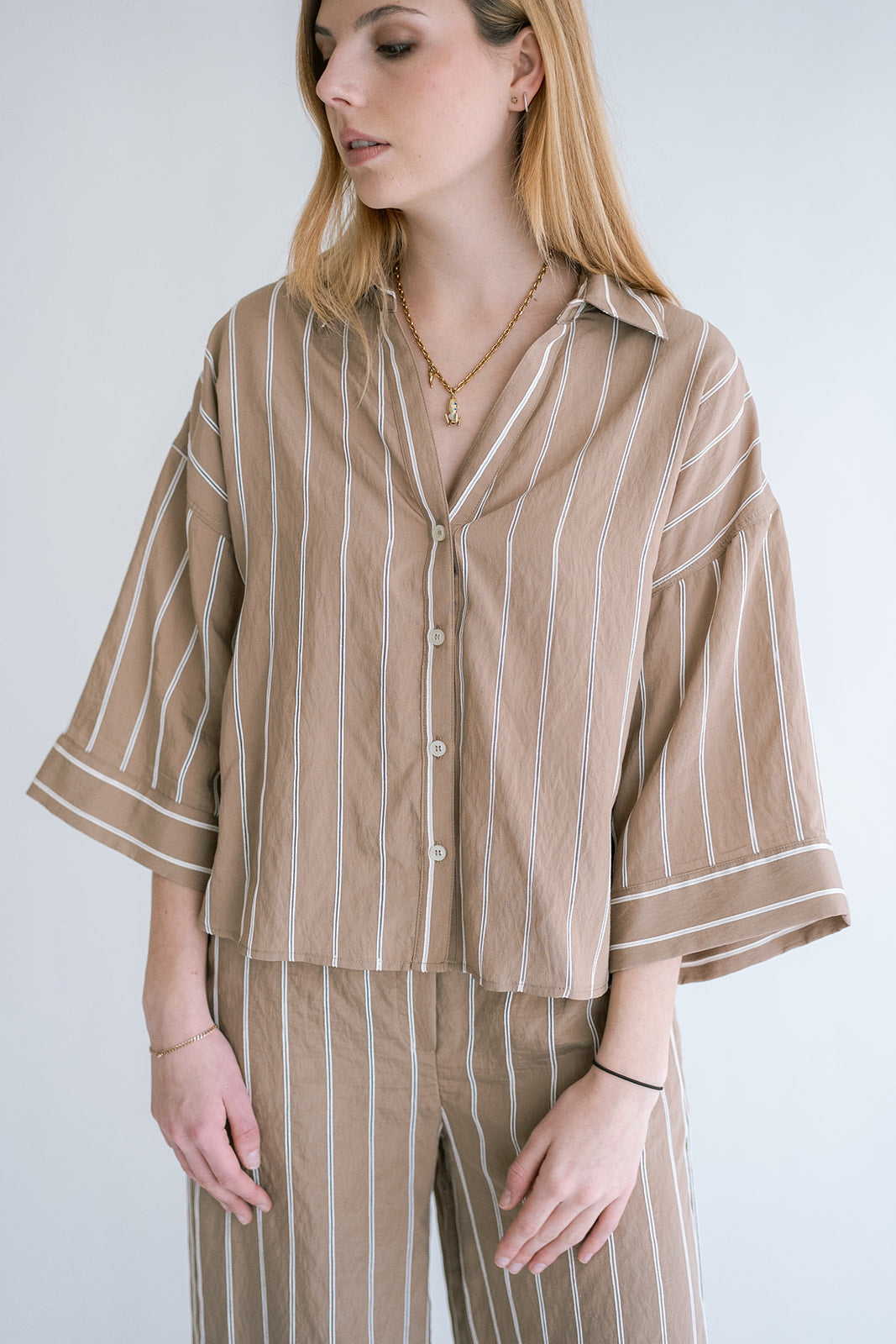 Manu Blouse Taupe Stripe